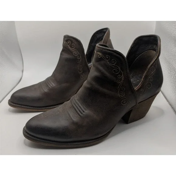 Ariat Bootie Women 9B Brown Dixon Western Ankle Boot Cutout Leather 10038420 - Picture 1 of 7